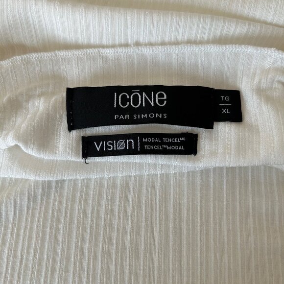 White Mock-Neck Long-Sleeve T-Shirt, Size Large, Slightly Sheer - Picture 11 of 13